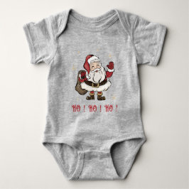 Santa Claus Gray Baby Bodysuit Baby Strampler