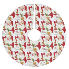 Santa Claus Green Holly Frohe Weihnachtsgeschenke Polyester Weihnachtsbaumdecke
