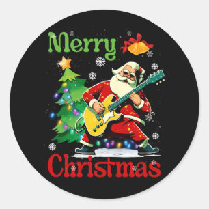Santa Claus Guitarist frohe Weihnachtsmusiker Per Runder Aufkleber