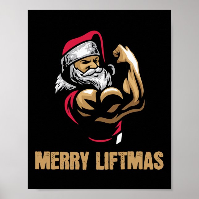 Santa Claus Gym Bodybuilding Fitness Frohe Weihnac Poster (Vorne)
