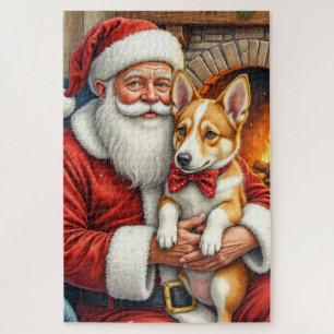 Santa Claus hält Australian Cattle Dog zu Weihnach Puzzle
