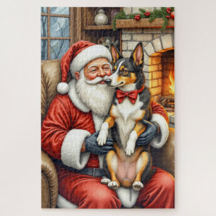 Santa Claus hält Australian Kelpie Weihnachten Puzzle
