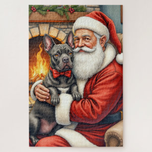 Santa Claus hält Cane Corso Weihnachtskunst Puzzle