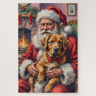 Santa Claus hält Tibetan-Mastiff-Weihnachtskunst Puzzle