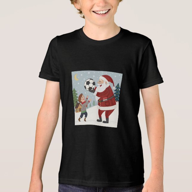 Santa Claus handing out a soccer Tri-Blend Shirt (Vorderseite)