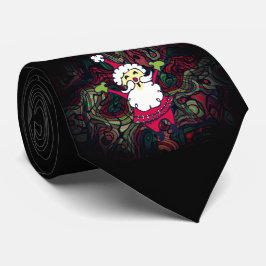 Santa Claus Happy Red Green Black Christmas Krawat Krawatte