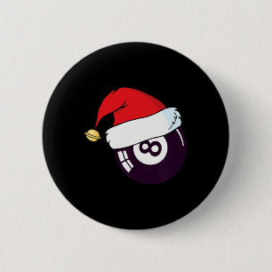 Santa Claus Hat Billiards 8 Ll Christmas Button