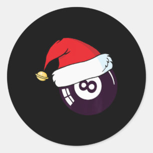Santa Claus Hat Billiards 8 Ll Christmas Runder Aufkleber