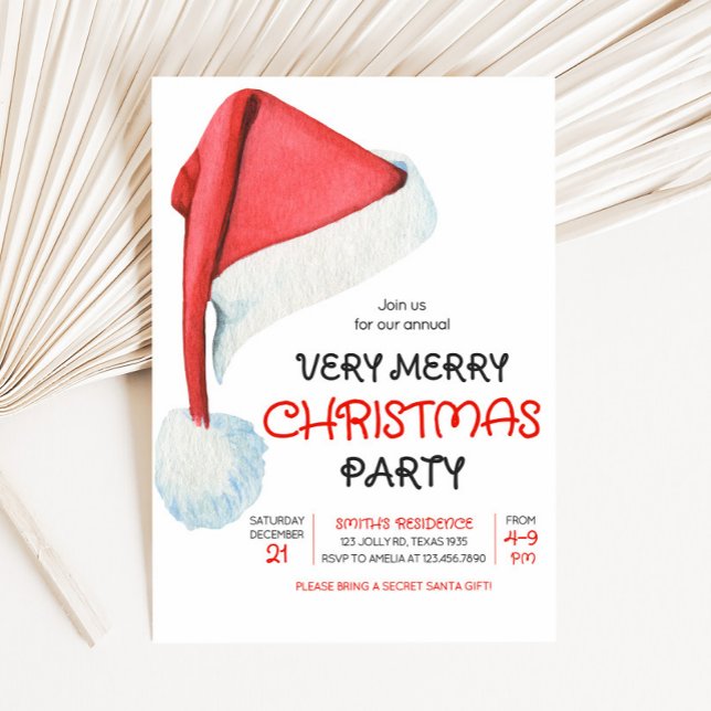 Santa Claus Hat Christmas Party Einladung (Santa Hat Christmas Party Invitation
)