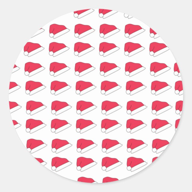 Santa Claus Hat Pattern Geschenke Runder Aufkleber (Vorderseite)
