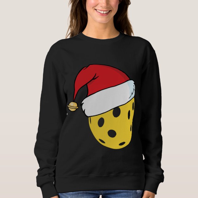 Santa Claus Hat Pickleball Weihnachten Sweatshirt (Vorderseite)