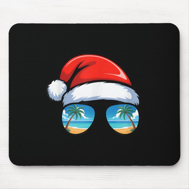 Santa Claus Hat Sungles Beach Christmas In July Su Mousepad (Vorne)