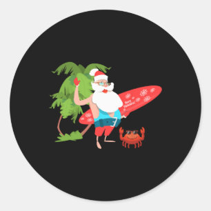Santa Claus Hawaii Strand Lustiges Weihnachten im Runder Aufkleber