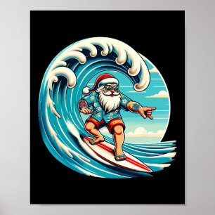 Santa Claus Hawaiianisches Surfen Weihnachten Aloh Poster