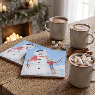 Santa Claus Helper Gebäude Ein Alberner Schneemann Fliese
