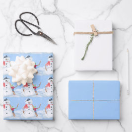 Santa Claus Helper Gebäude Ein Alberner Schneemann Geschenkpapier Set