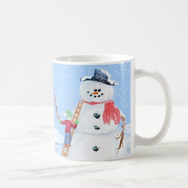 Santa Claus Helper Gebäude Ein Alberner Schneemann Kaffeetasse (Rechts)