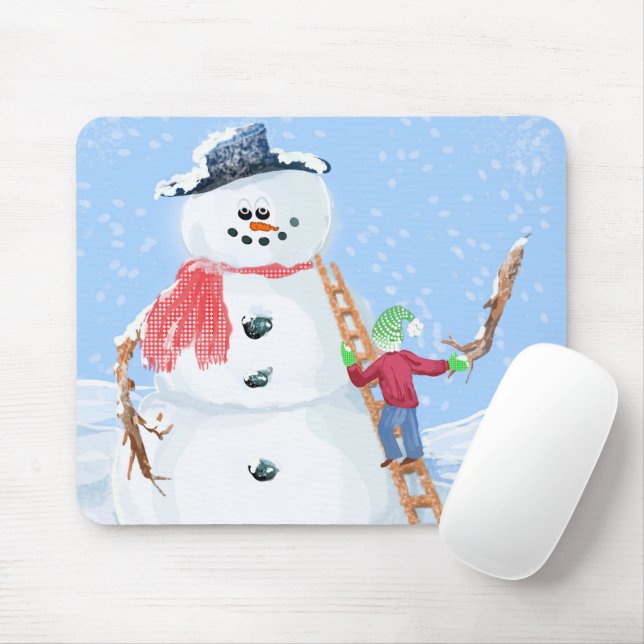 Santa Claus Helper Gebäude Ein Alberner Schneemann Mousepad (Mit Mouse)