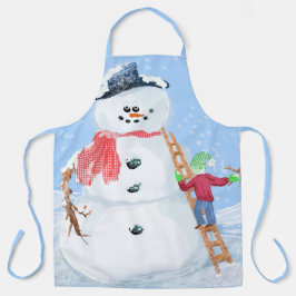 Santa Claus Helper Gebäude Ein Alberner Schneemann Schürze