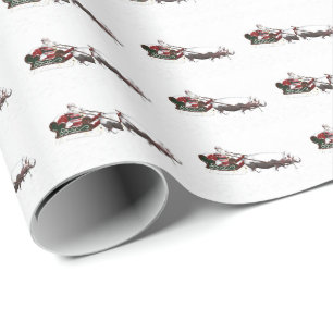 Santa Claus Hippo Sleigh Geschenkpapier
