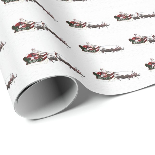 Santa Claus Hippo Sleigh Geschenkpapier (Rolleneckpunkt)