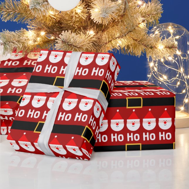 Santa Claus Ho Ho Ho Pattern Geschenkpapier (Feiertage)