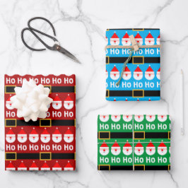 Santa Claus Ho Ho Ho Pattern Geschenkpapier Set