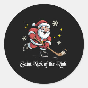 Santa Claus Hockey Runder Aufkleber