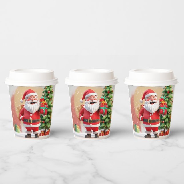 Santa Claus Holding anwesend Pappbecher (Multi)