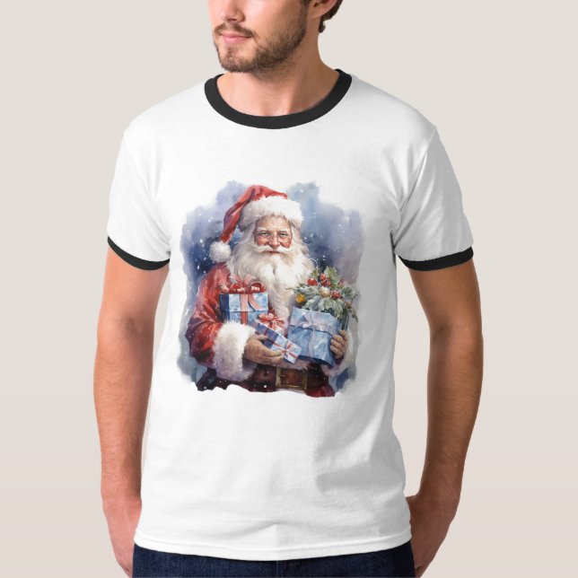 Santa Claus holding gifts T-Shirt (Vorderseite)