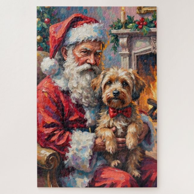 Santa Claus Holding Havanese Christmas Art Puzzle (Vertikal)