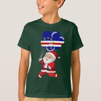 Santa Claus Holding Kap Verde Flag T-Shirt