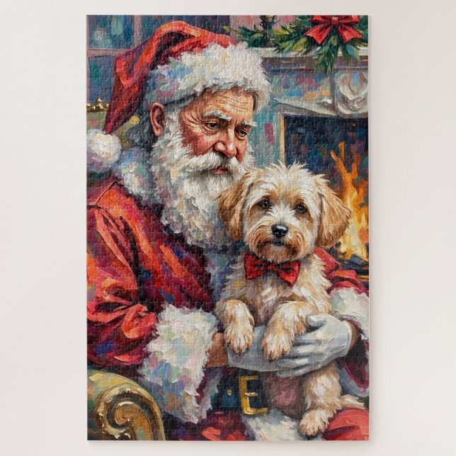 Santa Claus Holding Maltese Christmas Art Puzzle (Vertikal)