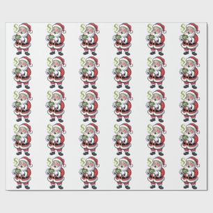 Santa Claus Holding Matcha Drink Weihnachten Geschenkpapier