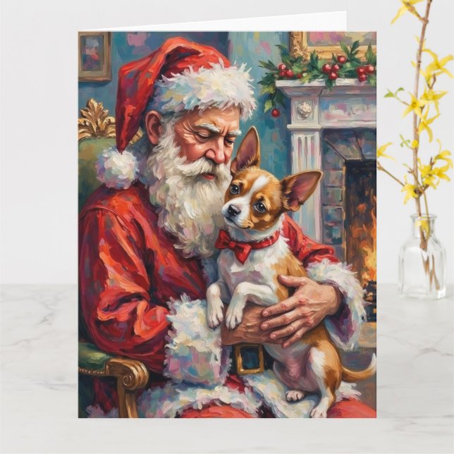 Santa Claus Holding Papillon Christmas Art Karte (Gelbe Blume)
