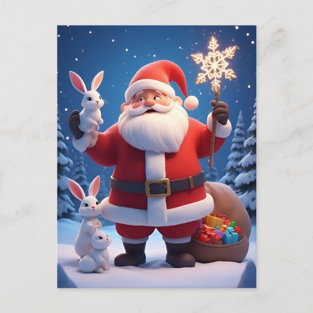 Santa Claus Holding Snowflake Postkarte (Vorderseite)
