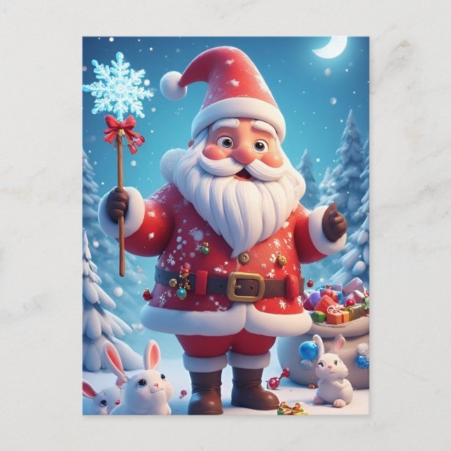 Santa Claus Holding Snowflake Postkarte (Vorderseite)