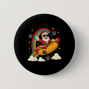 Santa Claus Hotdog Funny Christmas Design Button