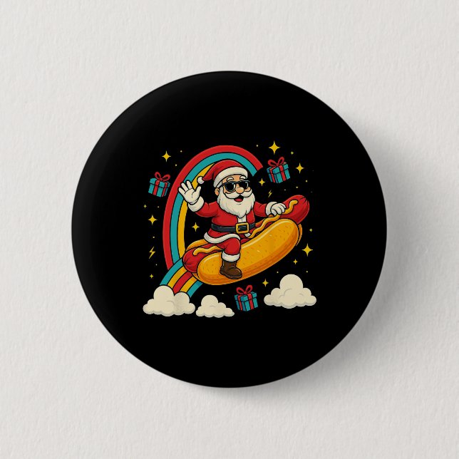 Santa Claus Hotdog Funny Christmas Design Button (Vorderseite)