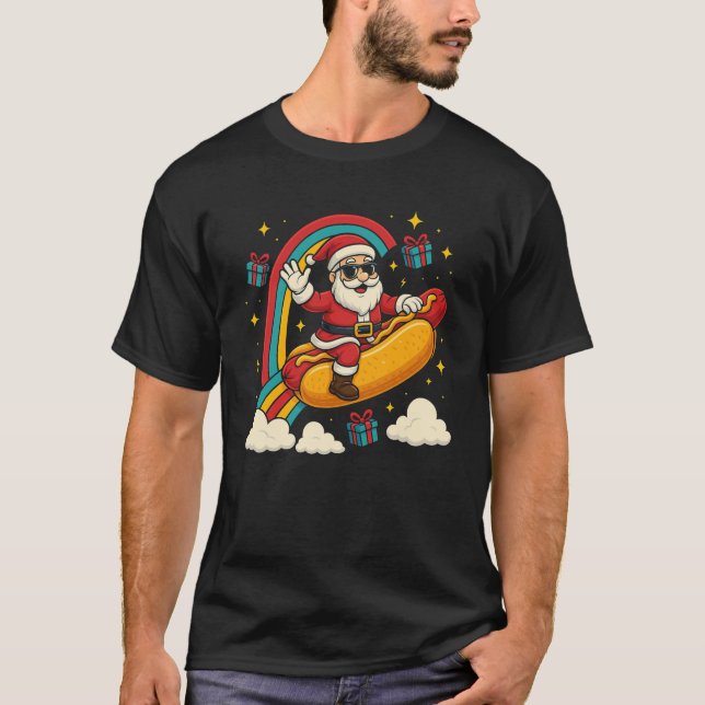 Santa Claus Hotdog Funny Christmas Design Swea T-Shirt (Vorderseite)