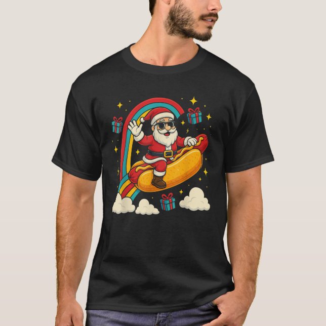 Santa Claus Hotdog Funny Christmas Design T-Shirt (Vorderseite)