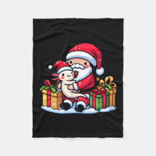 Santa Claus Hugs Axolotl Christmas Pajama Familie Fleecedecke