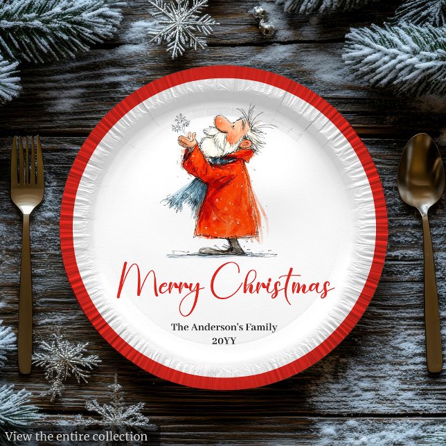 Santa Claus Humor Stylish Christmas Paper Plates Pappteller (Santa Claus Humor Stylish Christmas Paper Plates

)