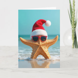 Santa-Claus-Hut auf einem Seestern Feiertagskarte