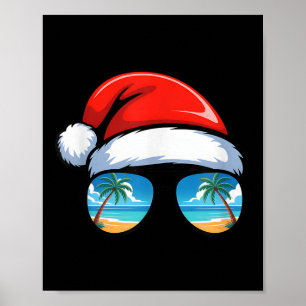 Santa Claus Hut Sungles Strand Weihnachten im Juli Poster