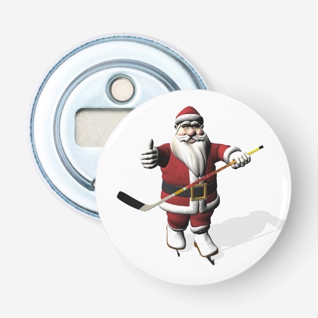 Santa Claus Ice Hockey Player Flaschenöffner (Vorderseite)