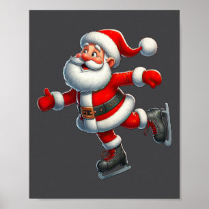 Santa Claus Ice Skaten Skater Weihnachten Weihnach Poster