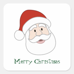 Santa Claus Illustration & Text Quadratischer Aufkleber