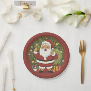 Santa Claus Illustration Weihnachtsdruckplatte Pappteller