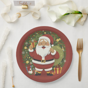 Santa Claus Illustration Weihnachtsdruckplatte Pappteller